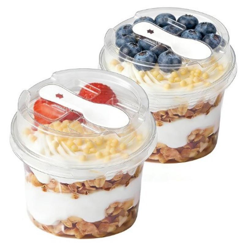 50Pcs Pudding Cups With Lids Plastic Boxes Ice-Cream Mousse Dessert Picnic Party Packing Dessert Cups With Spoon