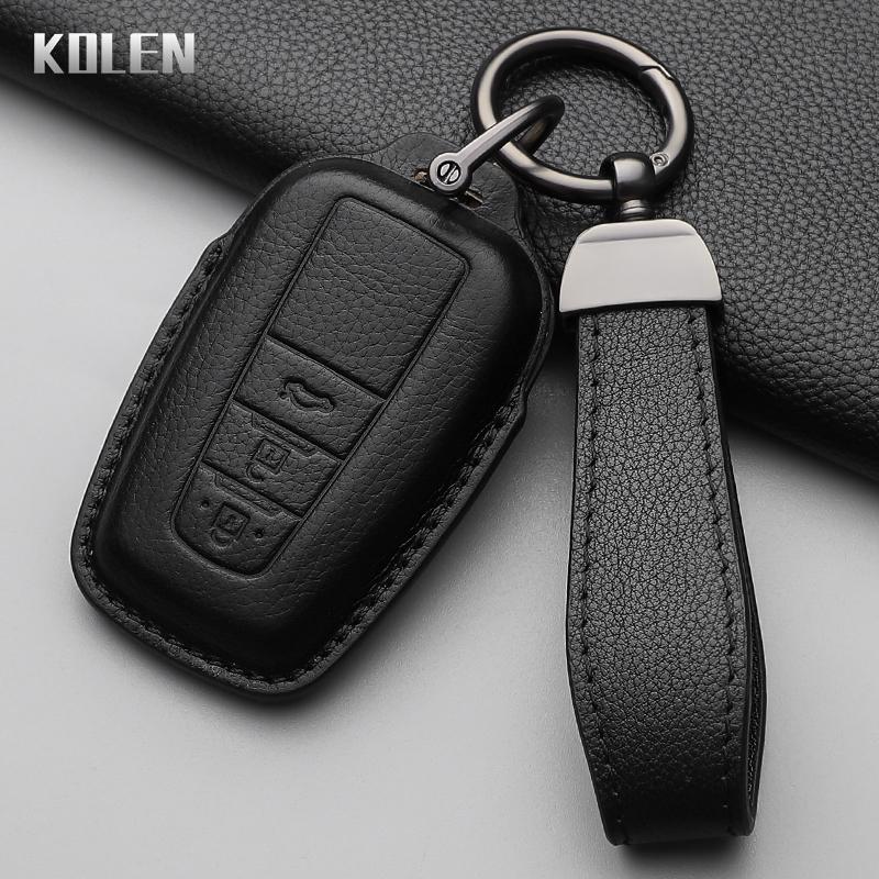 Genuine Leather Auto Smart Key Fob Cover Case Housing Fit For Toyota Prius Camry Corolla Chr C-Hr Rav4 Land Cruiser Prado 2 3 4 Button Auto