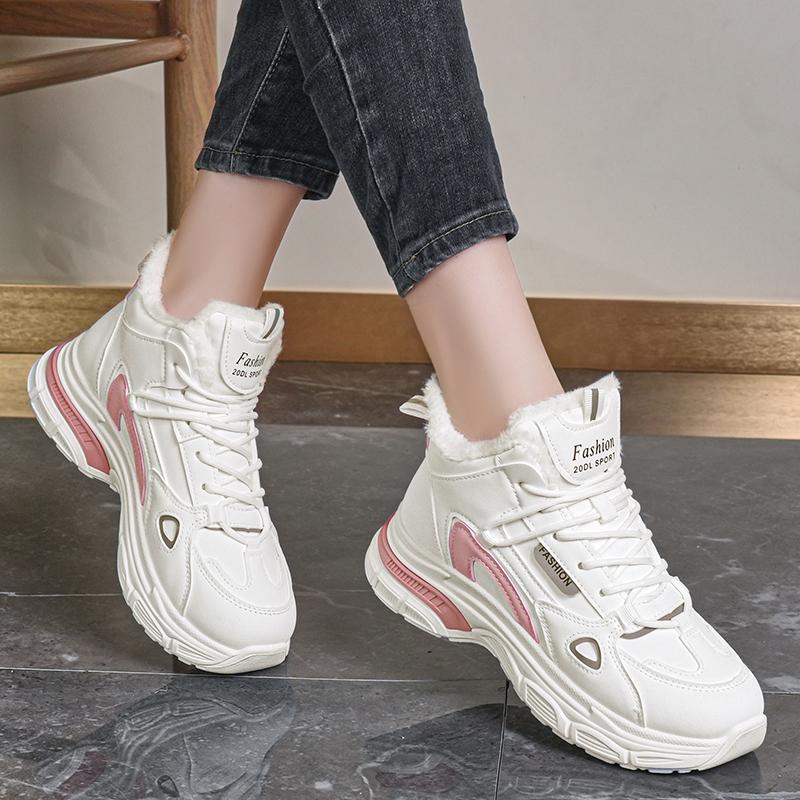 36-43 Women's Plus Size Fashionable Plus Velvet Warm Casual High Top Cotton Shoes Snow Boots Sports Women's Cotton Shoes