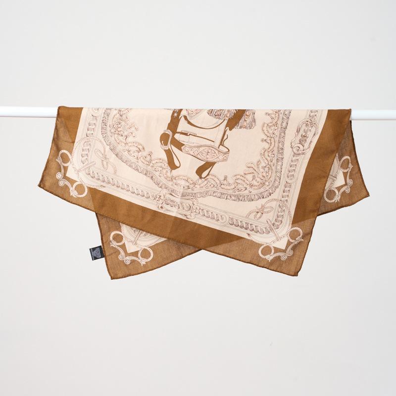New Decorative Ethnic Style Scarf Literary and Retro Handmade Curled Square Scarf Imitation Silk Hair Double-sided Heterochrome Inkjet Silk Scarf