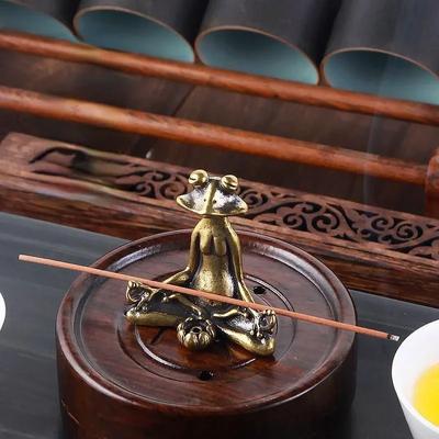 Buddhism Frog Figurine Peacefulness Meditating Sea Ornaments Antique Copper Mythical Animal Miniature Home Decoration Crafts