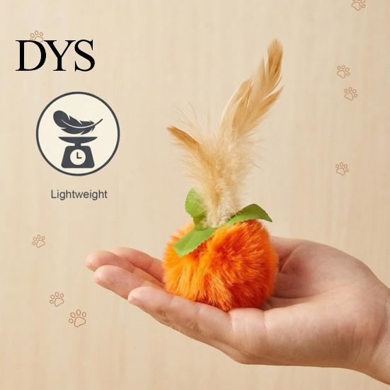 Safe Plush Toys for Adult Cats Furry Ball Cat Toy with Feather, Interactive Pom Balls, Feathers Soft Kitten Chasing Indoor Exercise Entertainment
