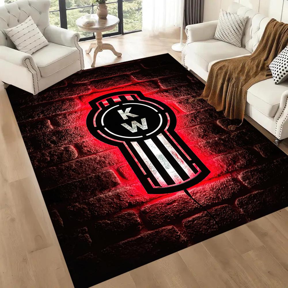 Kenworth Illuminated Logo Sign Square rugs are a great choice for living rooms, bedrooms, home décor, and as gifts.