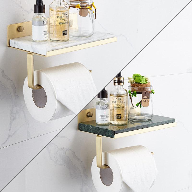 Brass Paper Towel Holder Bathroom Marble Paper Roll Holder Brushed gold/Gold Toilet Paper Plane Mobile Phone Holder White/Green