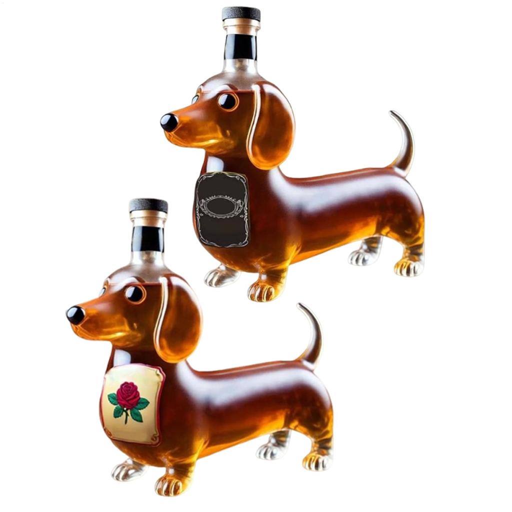 Dachshund Dog Shape Decorative Decanter Liquor Bottles Glass Liquor Bottle Animal Statue Wine Container for Birthday Christmas