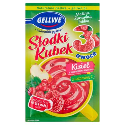 Gellwe Tazza Dolce 3 Frutti Budino Con Pezzi di Frutta Lampone Mirtillo Rosso Mela 30 G