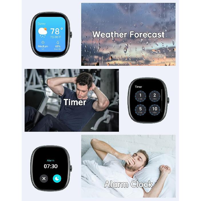 HUAKUA Smart Watches for Women Men (Answer/Make Calls), 1,85" HD Smart Watch for iPhone/Android Phones, Fitness Tracker with 100+ Sport Heart