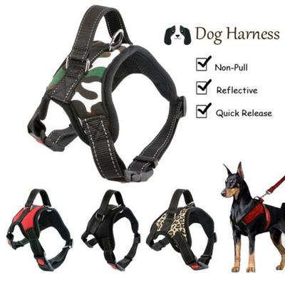 Nylon Dog Harness Collar Adjustable No-Pull Dog Harness Reflective Outdoor Pet Vest for Medium Large Dogs Pet Traction