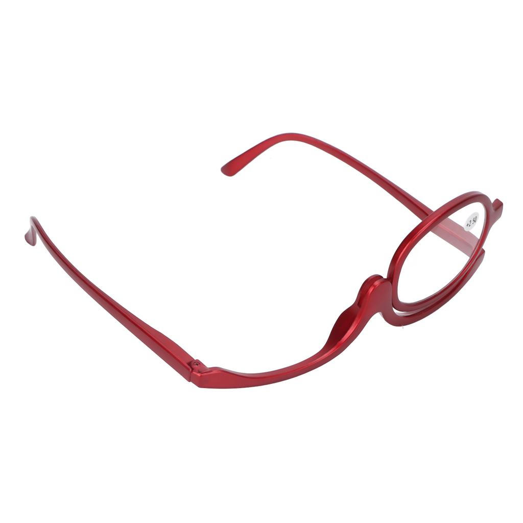 Vergrößerungs-Make-up-Brille, Einzellinse, drehbar, modische Augen-Make-up-Brille für Frauen, Rot(+2.50 )