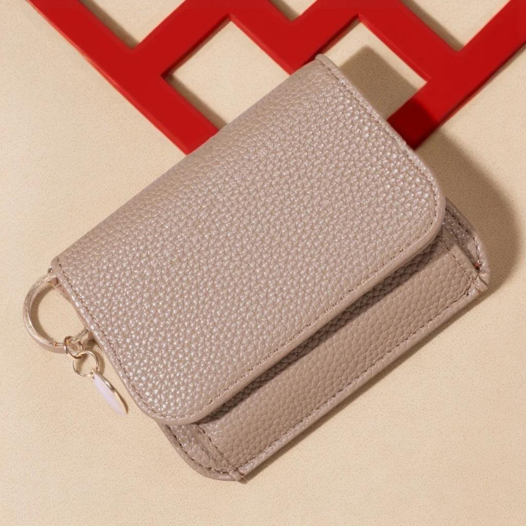 Nová dámská peněženka v korejském stylu, jednobarevná jednoduchá peněženka na mince, přenosná taška na kreditní karty