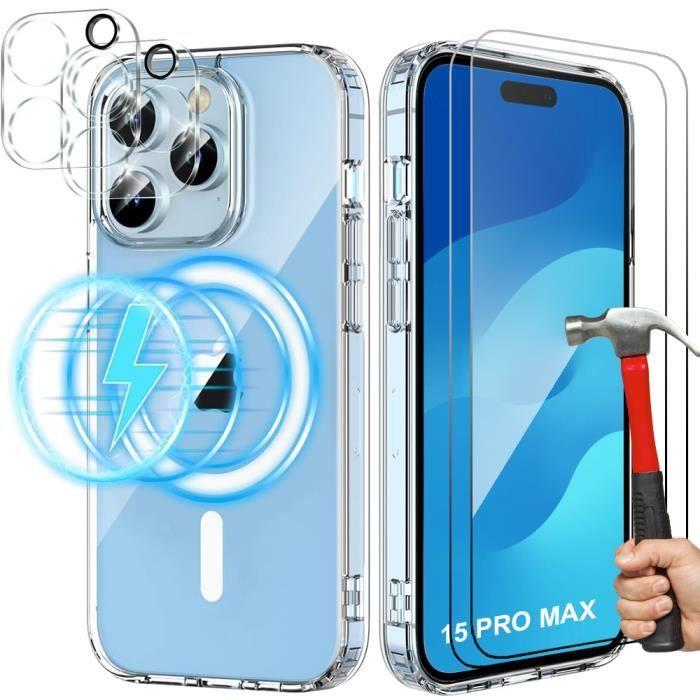 Coque de protection - BOOLING - pour iPhone 15 Pro Max - Transparent - Rigide - Cercle magnétique