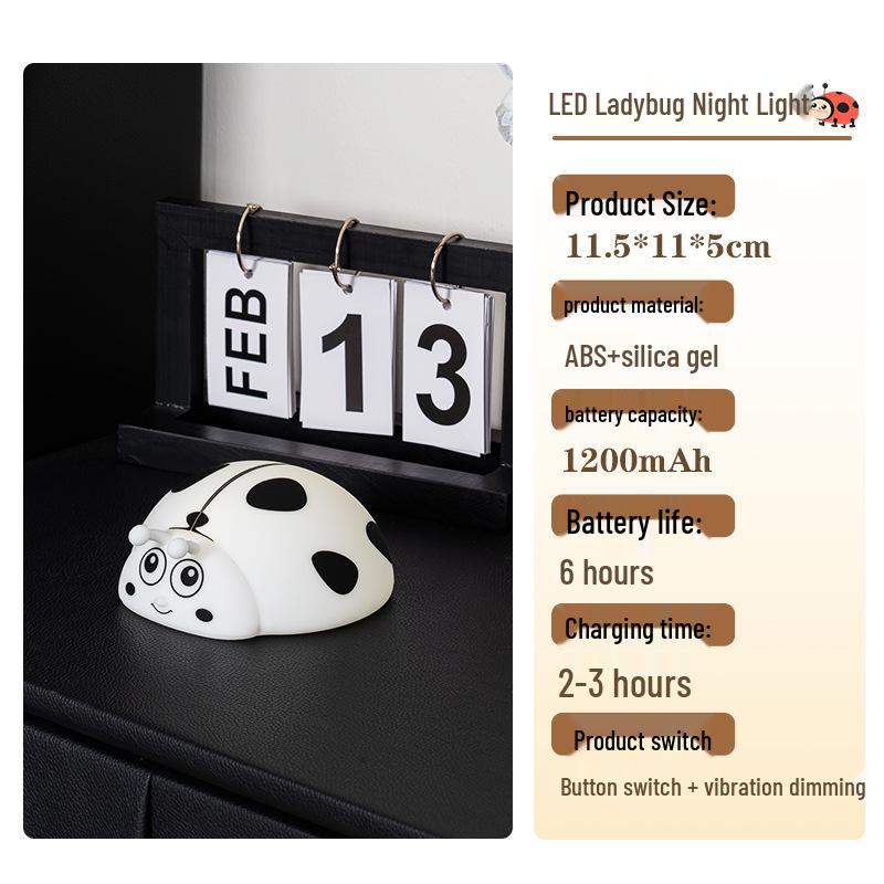 Ladybug Silicone Night Light: Rechargeable LED Bedside Ornament RGB 1W