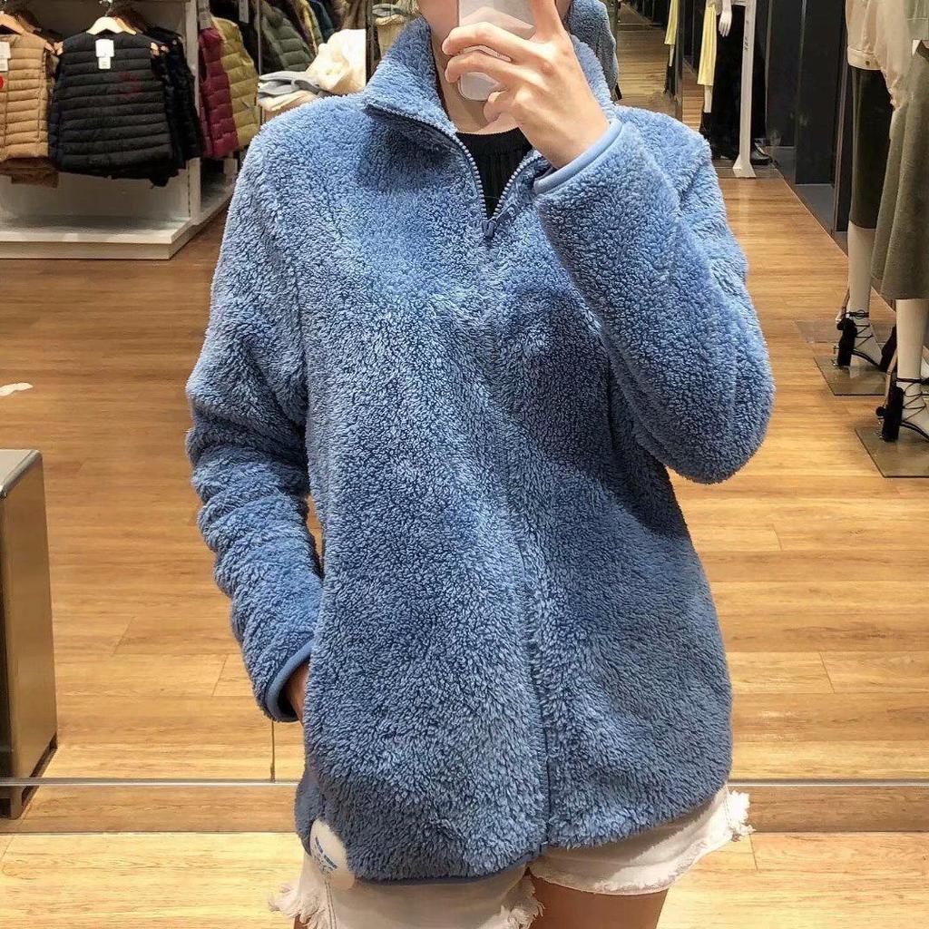 Women's Pink Coral Fleece Jacket: Autumn/Winter Lambswool Stand Collar Hoodie - Plus Thickness Versatile Outerwear