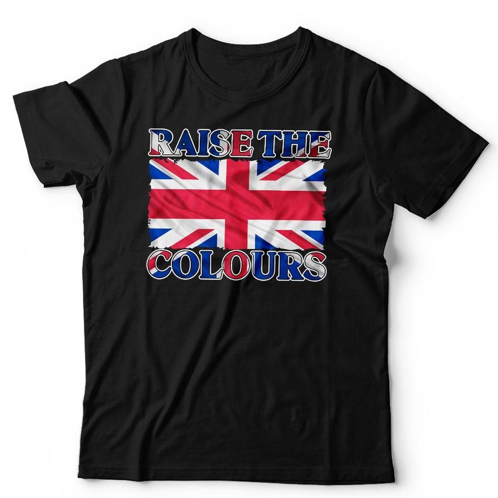 Patriotic UK T Shirt Unisex Kids & Ladies Raise The Colours Union Jack British XL