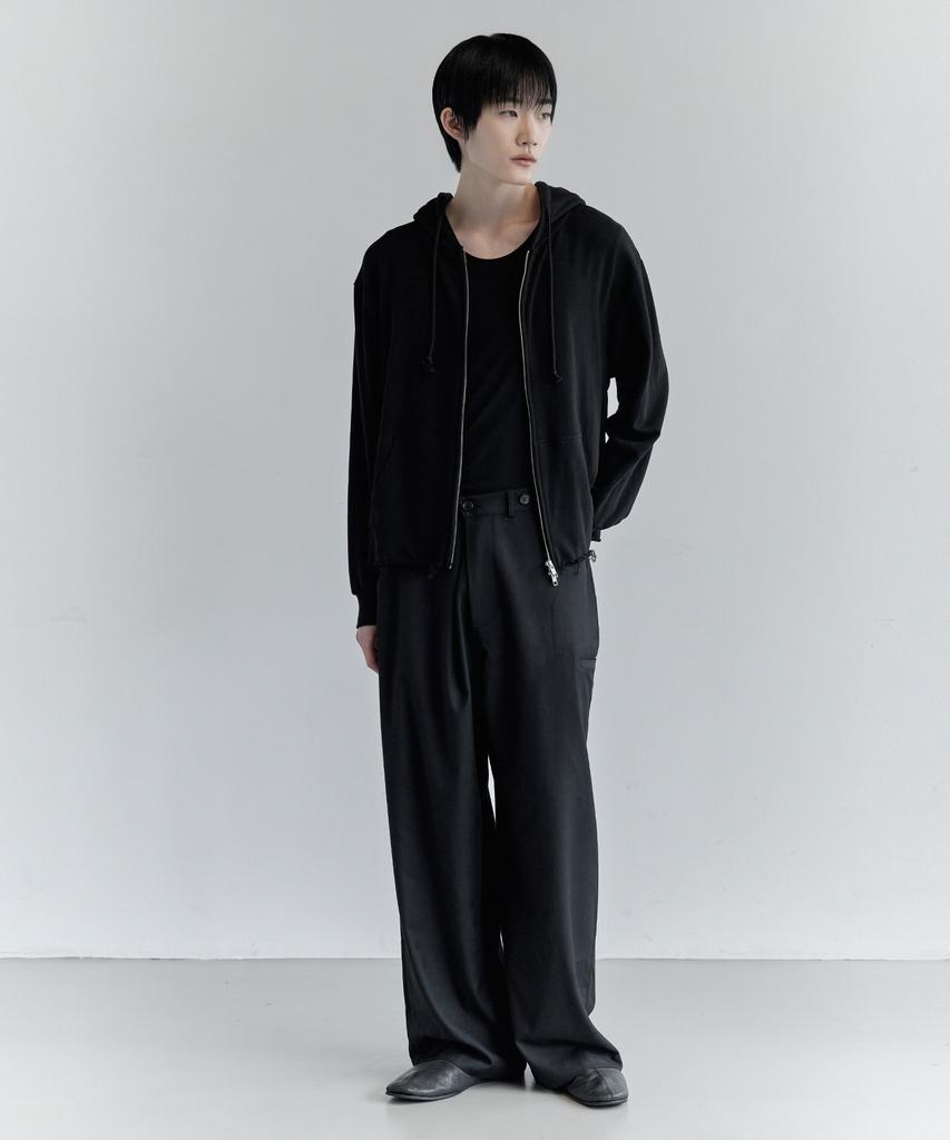 Kiryu Cut Off Hoddie Zip Up_Black