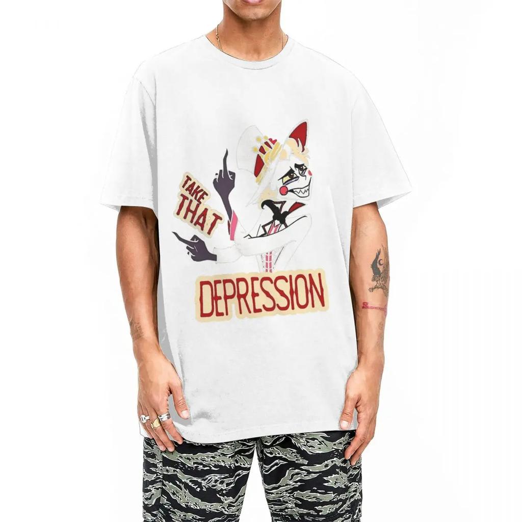 Men Take THAT Depression Lucifer Hazbins Hotels T Shirt Cotton Clothes Vintage Short Sleeve Crewneck Tee Shirt Summer T-Shirts