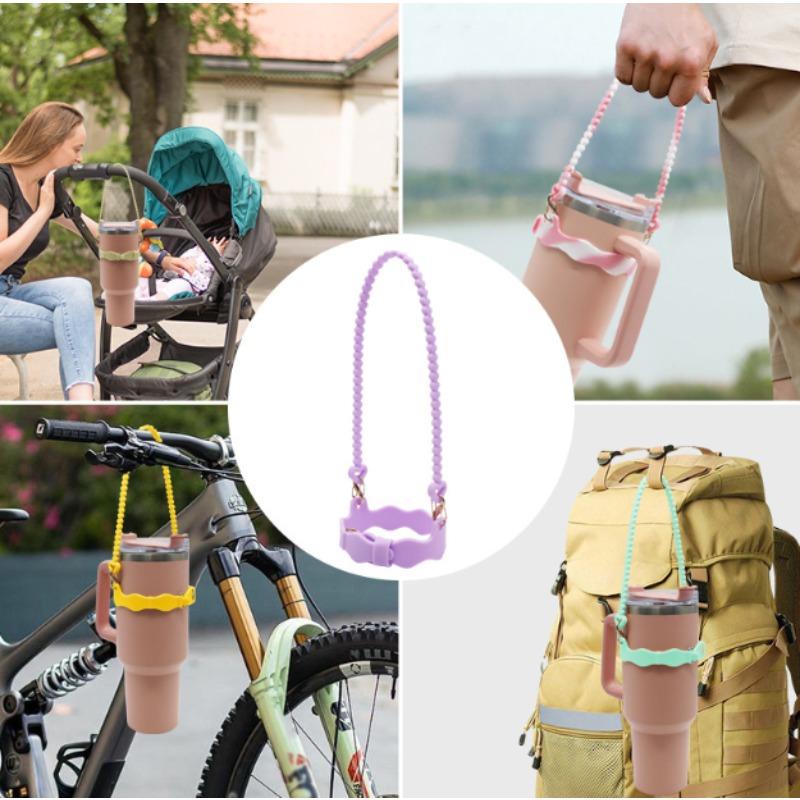 Silicone Water Cup Hanging Rope Cup Diameter 90-110mm Diameter Convenient To Carry Silicone Sling with Adjustable Hand Strap