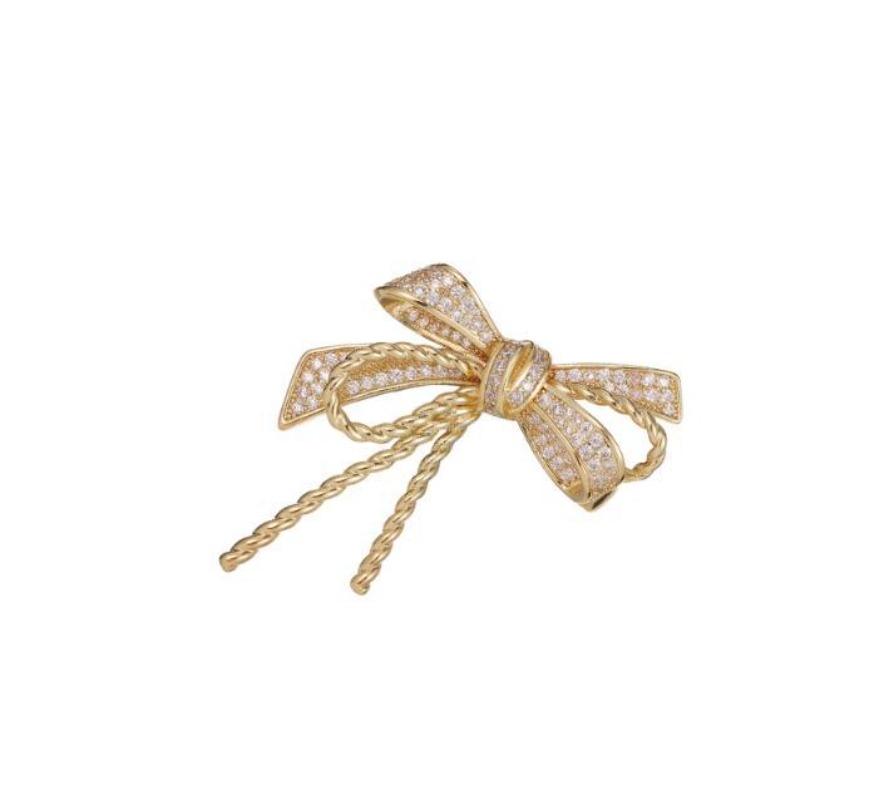 Rhinestone Bowknot Brooch Pins for Women Metal Alloy Elegant Bow Tie Suit Clothing Coat Jewelry Party Accessories Gifts
