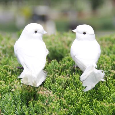 1 pieza de pájaros artificiales simulados, pájaro blanco, pájaro emplumado, decoración de paloma blanca pequeña