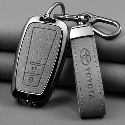 Leather Car Smart Remote Key Case Cover Shell for Toyota Avalon Camry RAV4 Prius CHR C-HR Corolla Land Cruiser Prado Keychain