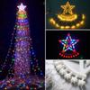 Warm White Christmas Tree Light USB Charging With Remote Waterfall Star Lights Waterproof Indoor Yard Party Garage