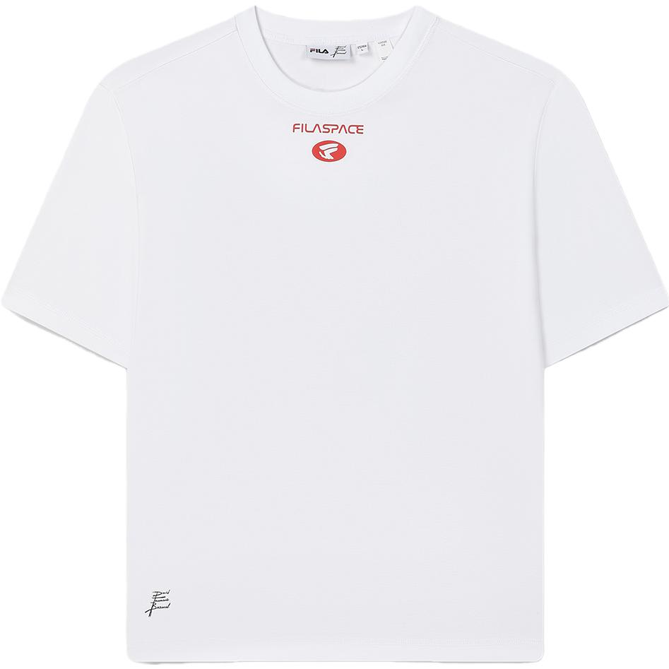 

FILA Fw23 Simple Casual Loose Knit Cotton Crew Neck Short Sleeve T-Shirt Men Tops Standard-White F11M339115F-WT L