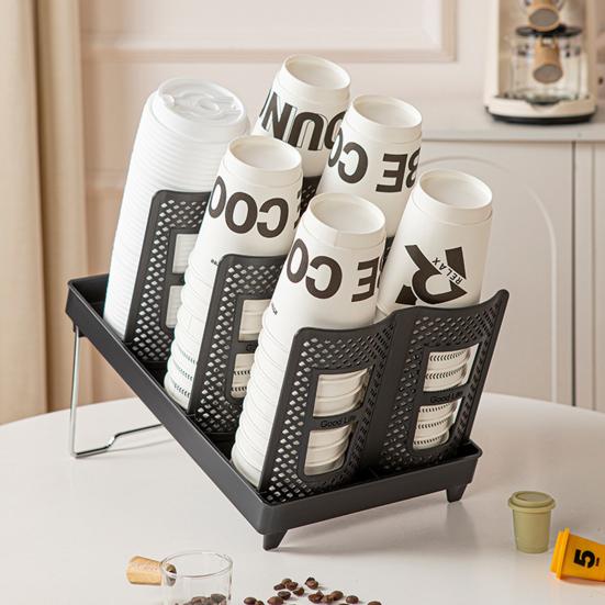 Adjustable Cup Holder Disposable Cup Dispenser with Removable Panels Living Room Drink Cup Organizer for Coffee Pods Straws