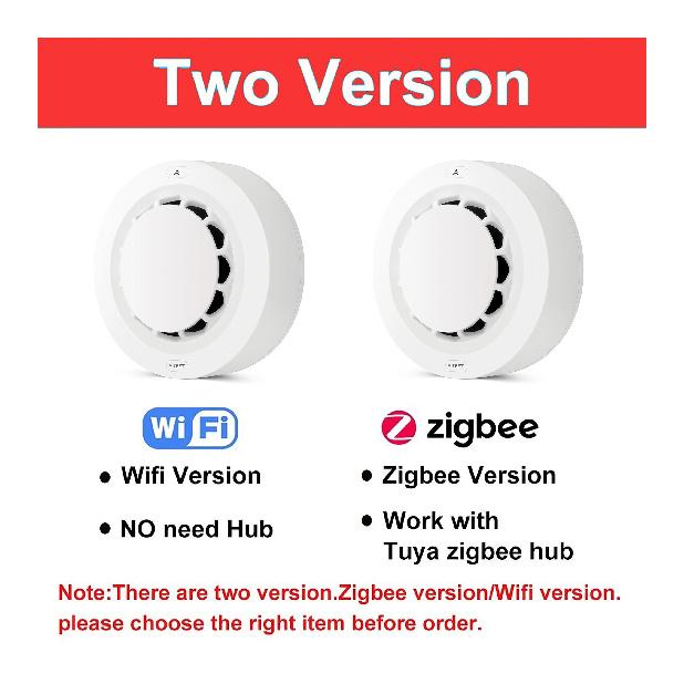 Tuya WiFi/Zigbee Smoke Detector Photoelectric Sensor Fire Alarm Home Kitchen Security System Work With Smart Life APP