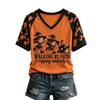 Women's V-Neck Short Sleeve Raglan Halloween Print T-Shirt