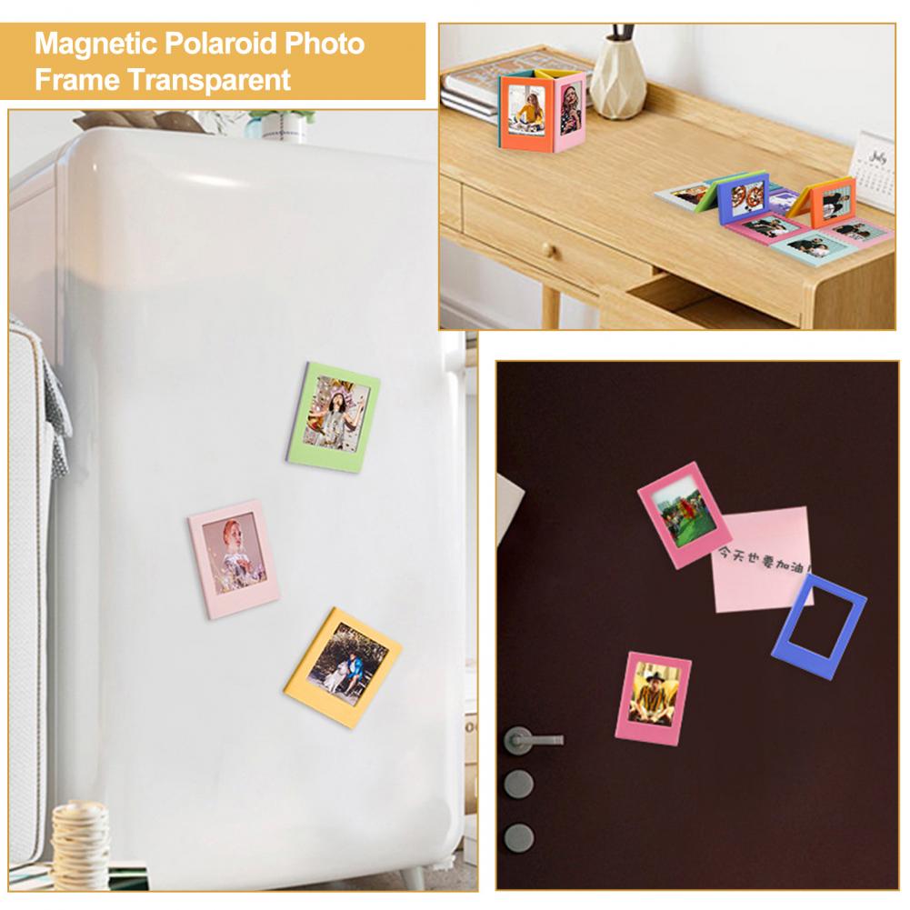 2Pcs Fridge Magnetic Photo Frame Colorful Strong Magnet Picture Frames 3 Inch for Polaroid Instax Mini Photo Frame