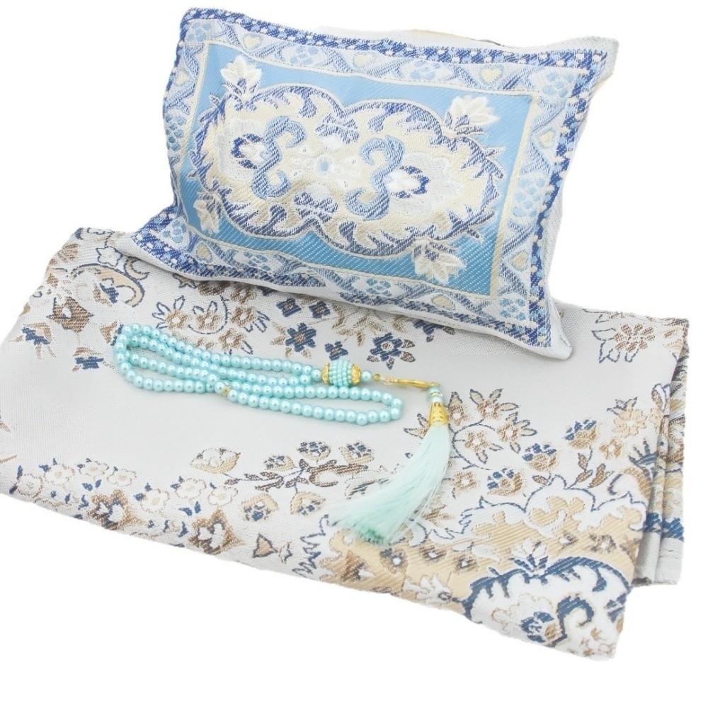 New Foldable Prayer Rug Washable Soft Worship Blanket with Prayer Beads and Storage Bag Non-slip Ramadan Carpet