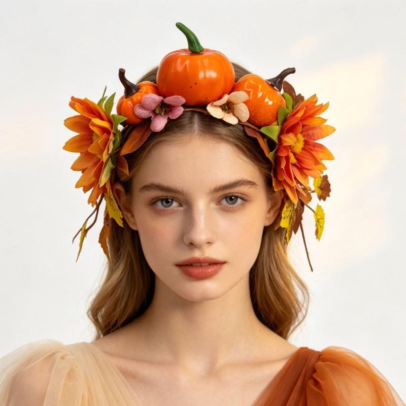 Autumn Flower Headband with Fabric Band Base, Easy Wear Hair Accessory for Harvest Gatherings, Photos, and Parties