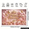 2D flat flour gold crown birthday party backdrop fabric - double crowns and multi-layer cake theme