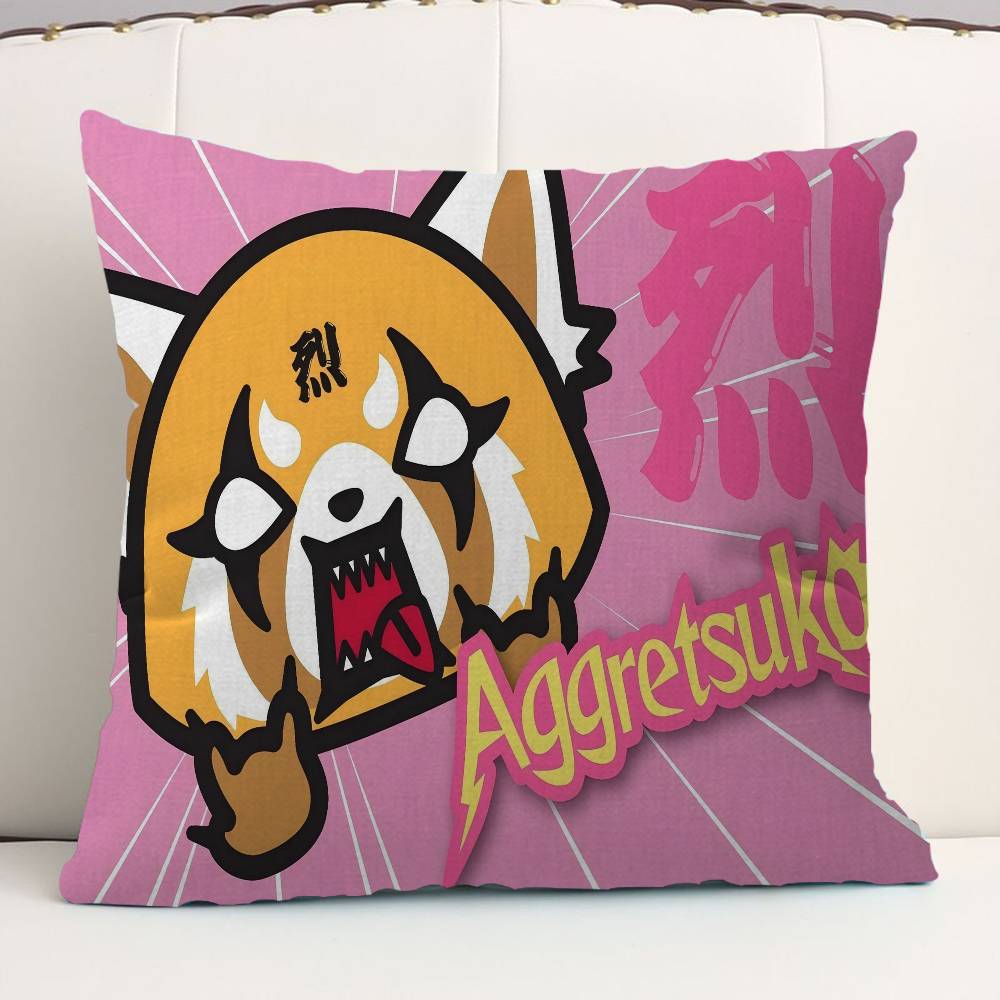 A-Aggretsuko Red Cute Panda Lucky Dragon Pillow Cover Sofa Cushion Cover Home Room Decoration Children Gift