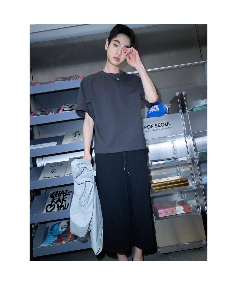 Saendeusaundeu Short-Sleeve Cropped T-Shirt Ash