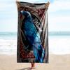 1PC Custom Name Elegant Raven Portrait Beach Towel Highly Absorbent And Sand-Resistant Towel for Swimming, Pool, Yoga, And Travel Lightweight