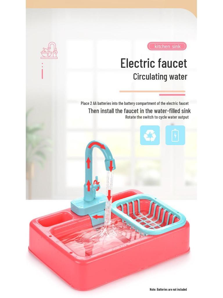 Kids' Automatic Water Circulation Dishwasher & Pet Bird Bath Toy Set