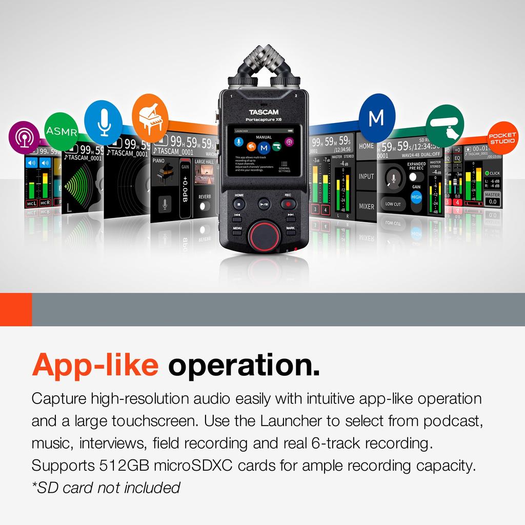 TASCAM Portacapture X6 Portable Audio Recorder 32-bit Float