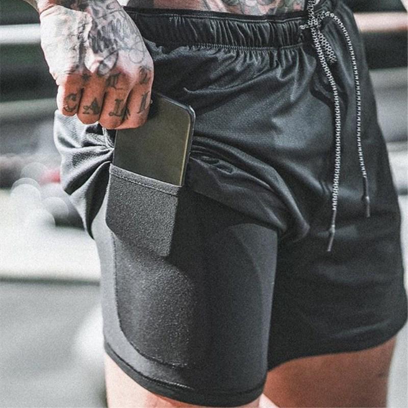 Sportshorts Mannen Sportkleding Dubbellaags Hardloopshorts Strandbroek Zomer Sportschool Fitness Training Jogging Korte Broeken