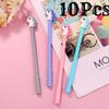 10Pcs Japanese and Korean Girl Heart Cartoon Unicorn Neutral Pen Student Signature Pen Writing Exam Pen Office Black Water Pen