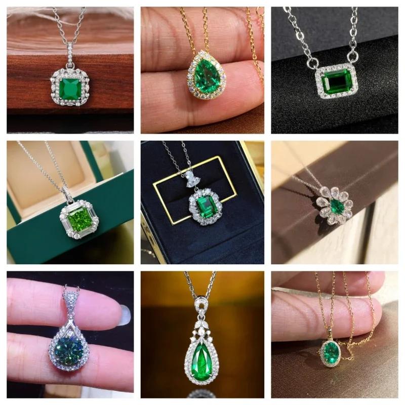 Fashion Girls Pendant Necklace Bright Green Crystal Stone Wedding Anniversary Statement Jewelry For Women  Wholesale