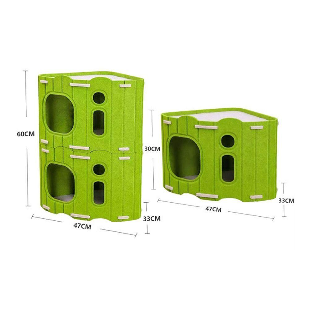 All-in-one Cat House With Holes Multi-layer Cat Climbing Frame Sturdy Corner Design Cat Castle House Cat Furniture