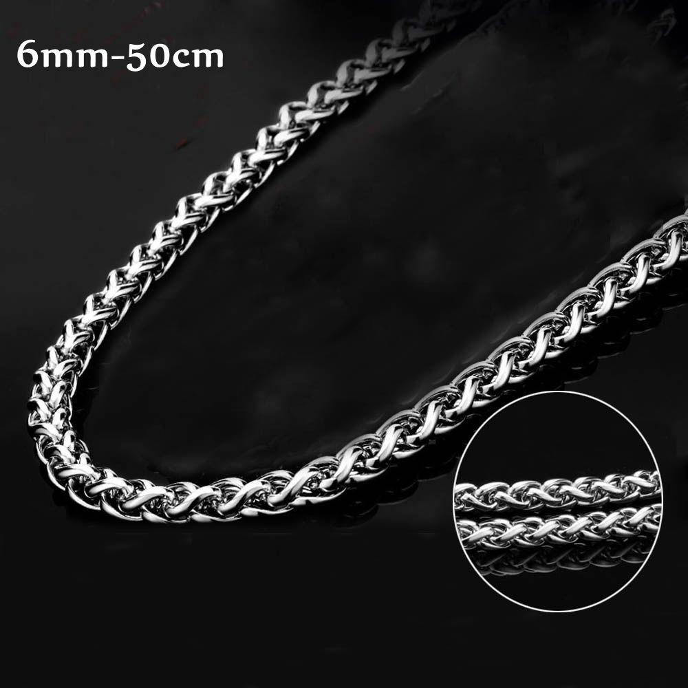Cool Choker Silver Color Stainless Steel Necklace Metal Collar Heavy Link Braided Wheat Chain