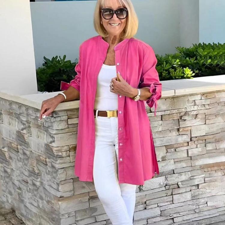 Chemise de bureau pour femme à manches longues Cardigan en coton Boutonnage simple Revers Mode Printemps Automne Professionnel Femme