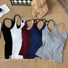 Women's Summer Hot Girl Pure Style I-Back Tank Top with Chest Pad, Solid Color, Versatile Sports Design