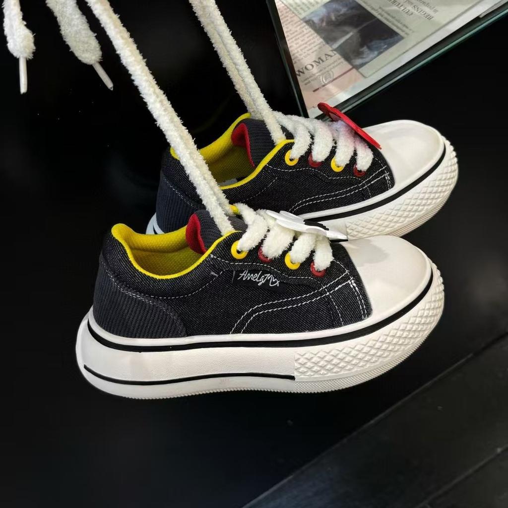 Black versatile canvas shoes platform couple big head shoes heightening sports and leisure shoes