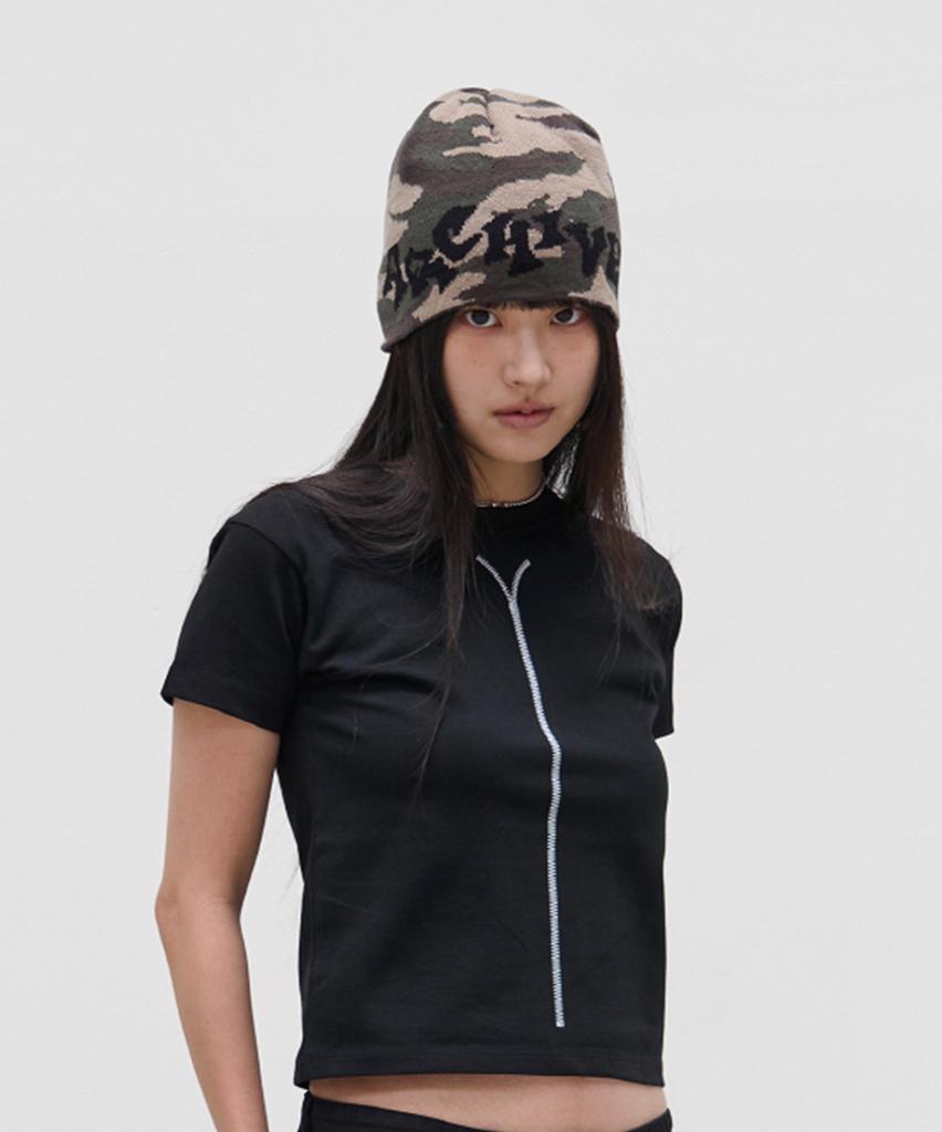9999ARCHIVE Wavy Logo Camo Beanie
