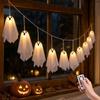 Guirlande lumineuse - AIMOONSA - Guirlande lumineuse fantôme d'Halloween - 10 LED - Télécommande - Piles