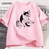 Funny Smoking Cat Meme Tshirt Unisex Cigarette Joke T Shirt Casual Stupid Brainrot Cat Lover Tshirt Humor Kitty Tee Male Clothes