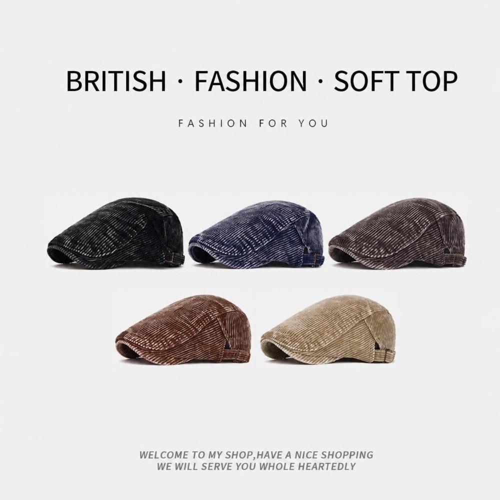 Adjustable Corduroy Flat Cap British Style Driving Cap Vintage Gatsby Beret Cap  Driving Use